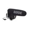 The RØDE Videomic Pro shotgun microphone features a foam windscreen, attaches with a camera shoe adapter and connects with a 3.5mm audio cable.