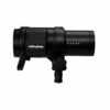 Profoto B1X 500 AirTTL Location Kit -studiosalama, musta ja sylinterinmuotoinen, jonka sivulla on säätönuppi ja tehoasetukset, kuvattuna valkoista taustaa vasten.