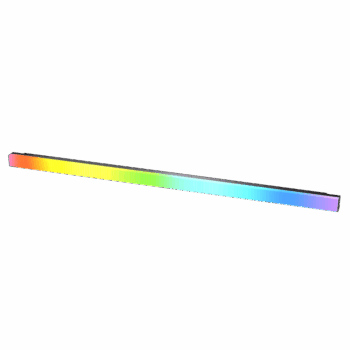 Aputure INFIBAR PB12 RGB LED-valopaneeli (120 cm) on pitkä, ohut suorakulmainen LED-palkki, joka näyttää tasaisen värigradientin keltaisesta vihreään ja siniseen vaaleanharmaalla pohjalla.