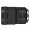 Canon RF 15-35mm f/2.8L IS USM -objektiivi on kuvattu sivulta, ja siinä näkyvät zoomaus- ja tarkennusrenkaat, polttovälin merkinnät ja punainen korostusrengas etupuolen lähellä.